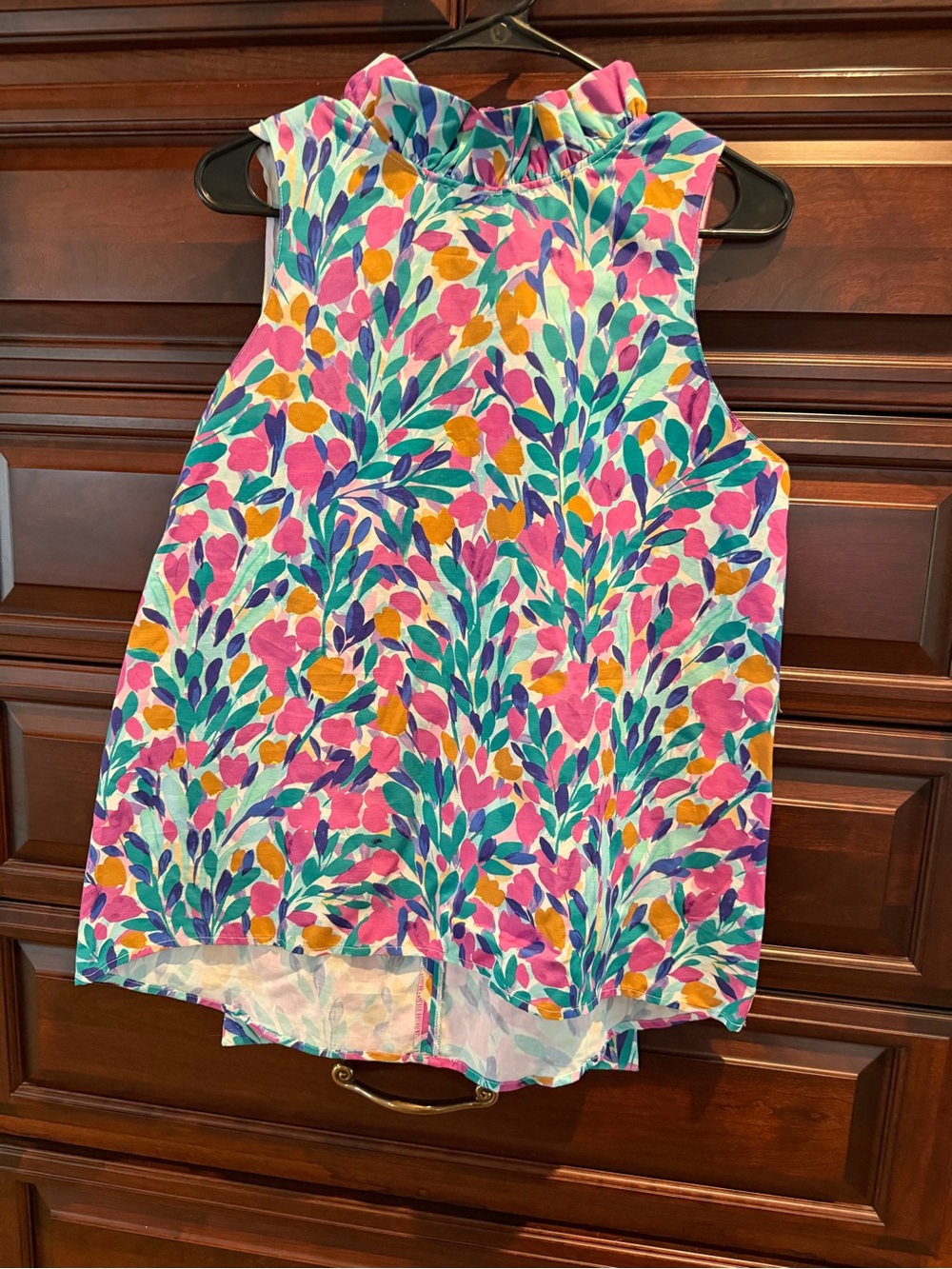 Tyler Boe Sleeveless Floral Ruffle Neck Top - Multicolor